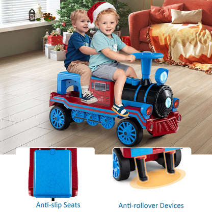 12V 2-Seater ride-on train by DirectDeals; blue and red with removable seat and whistle on Tampa Home & Garden Store
