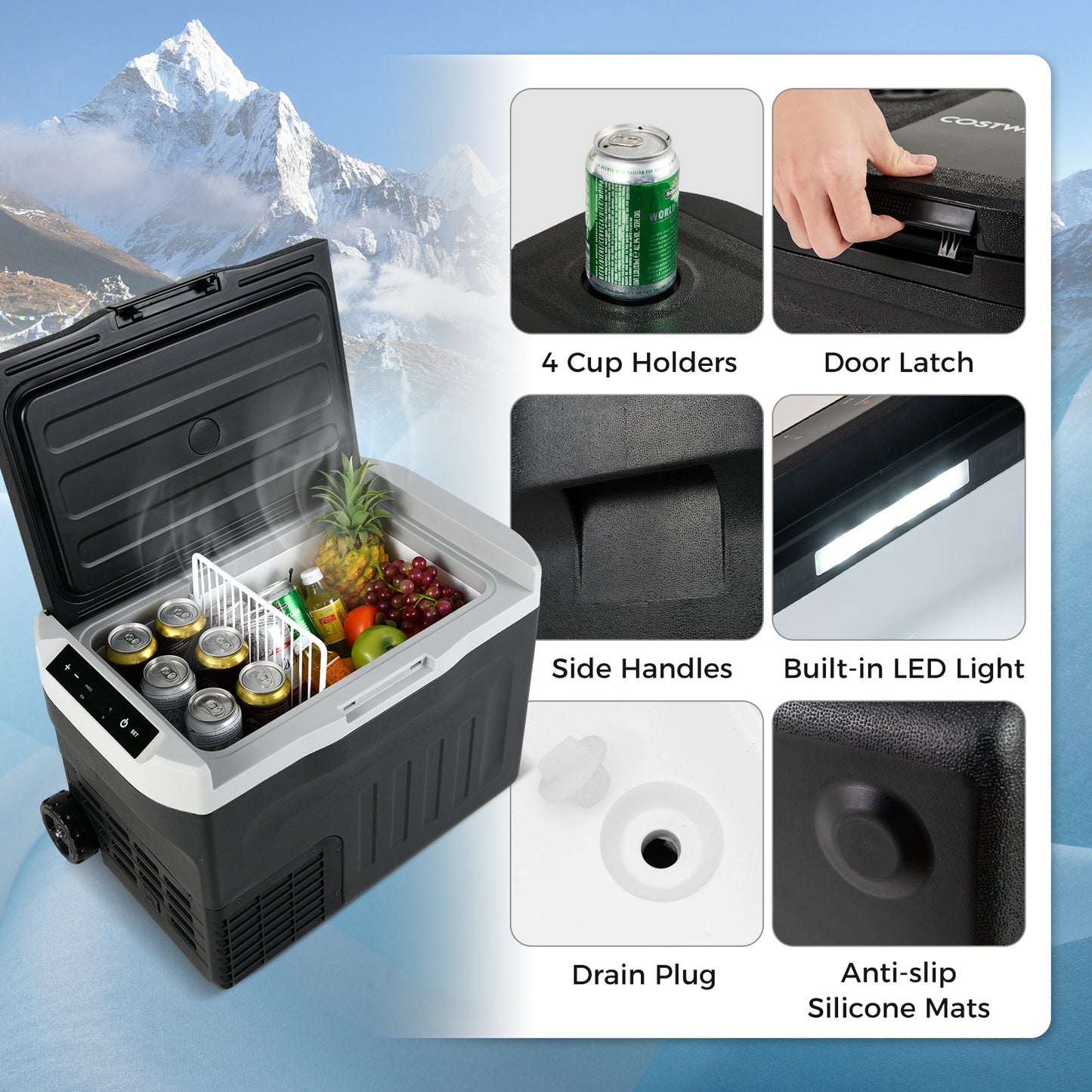 Refrigerador de coche 12 V 32 QT con panel táctil y divisor extraíble-M