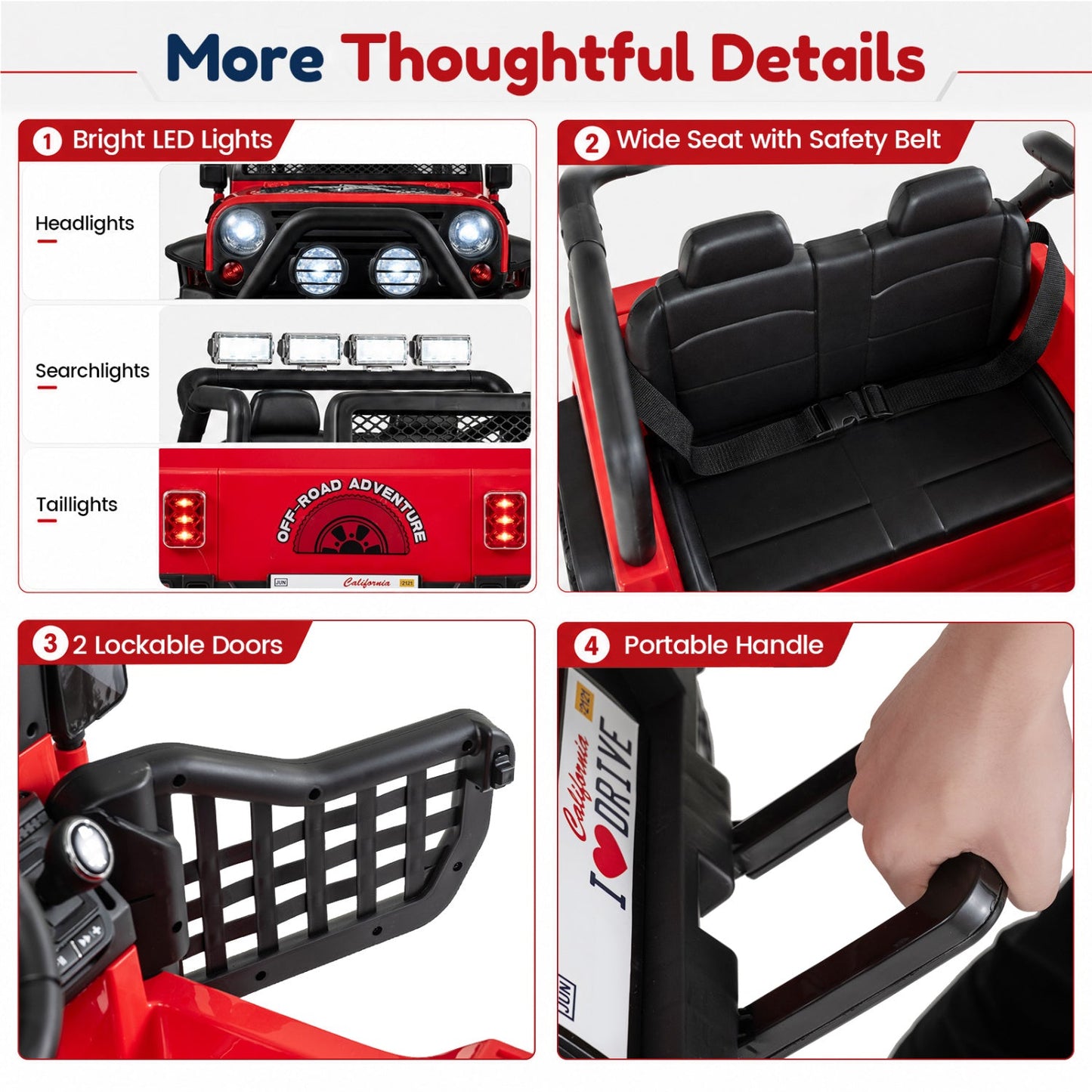 12V electric kids ride-on car 2-seater by DirectDeals with remote; bright LED headlights on Tampa Home & Garden Store