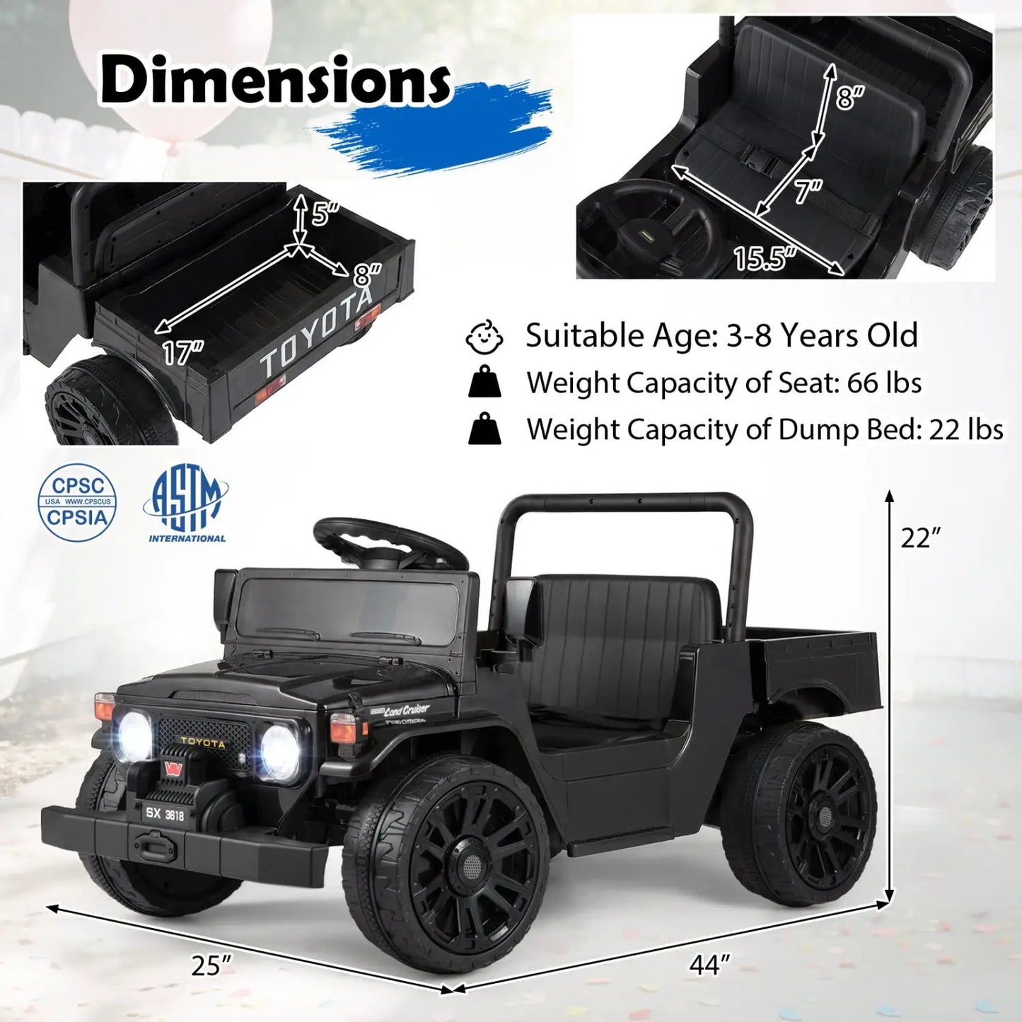 12V Electric Ride On Truck With Dump Bed