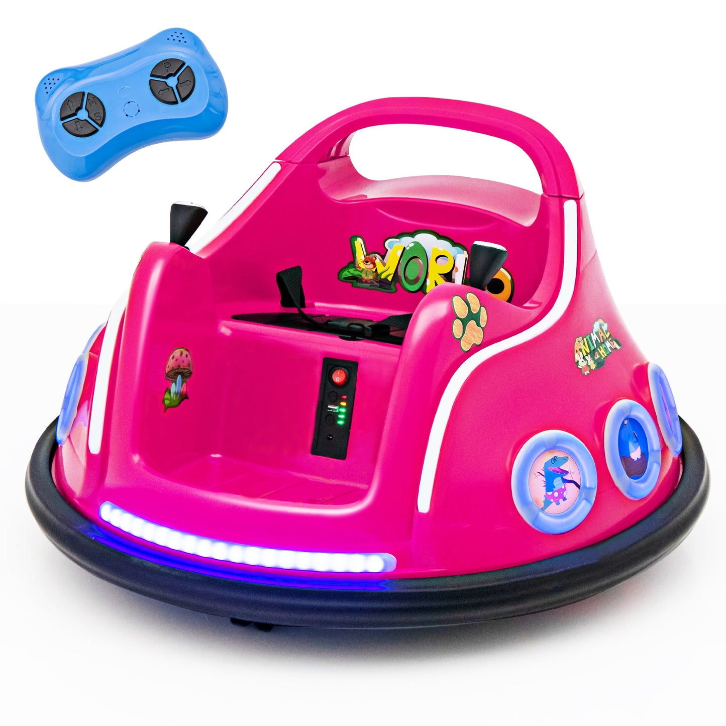 12V Electric Ride On Car with Remote Control and Flashing LED Lights-Navy