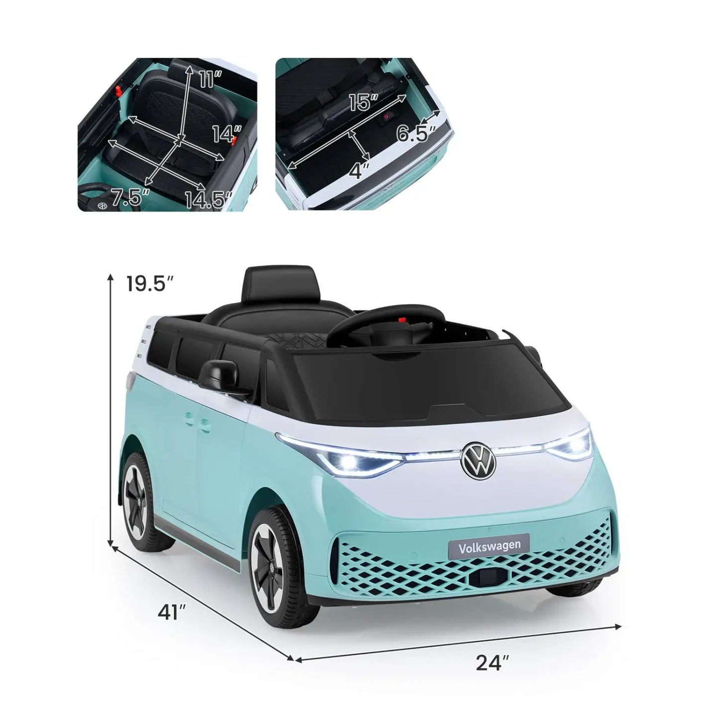 12V Electric Ride-On VW Bus with Remote and Music