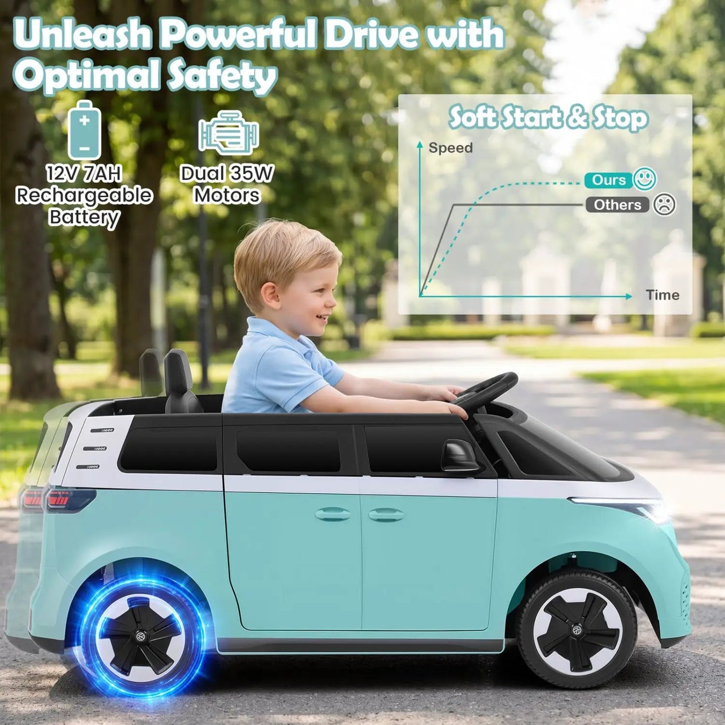 12V Electric Ride-On VW Bus with Remote and Music