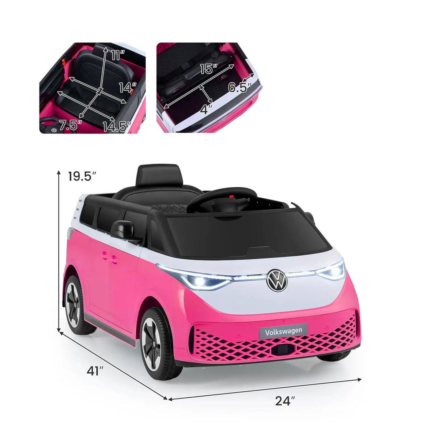 12V Electric Ride-On VW Bus with Remote and Music