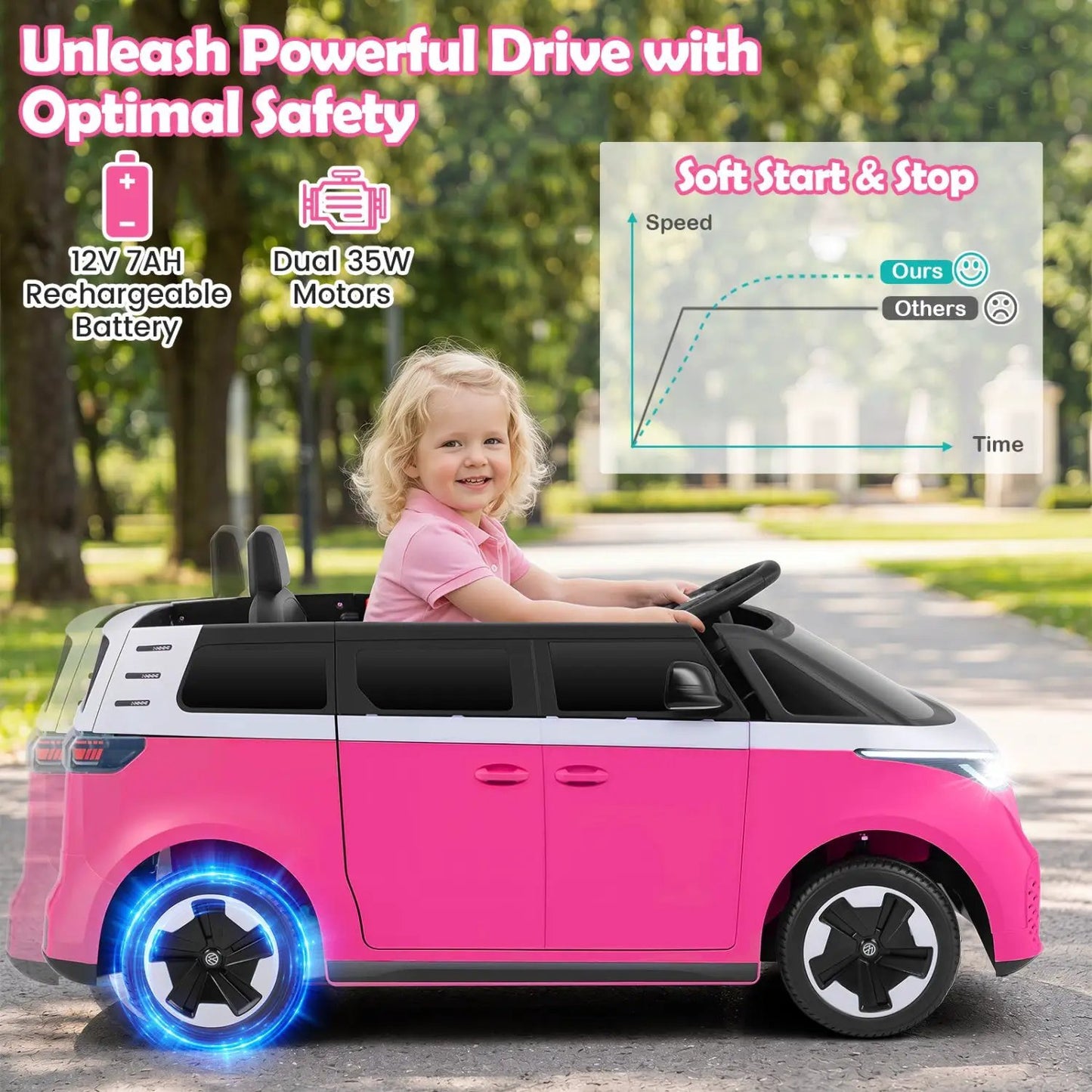 12V Electric Ride-On VW Bus with Remote and Music