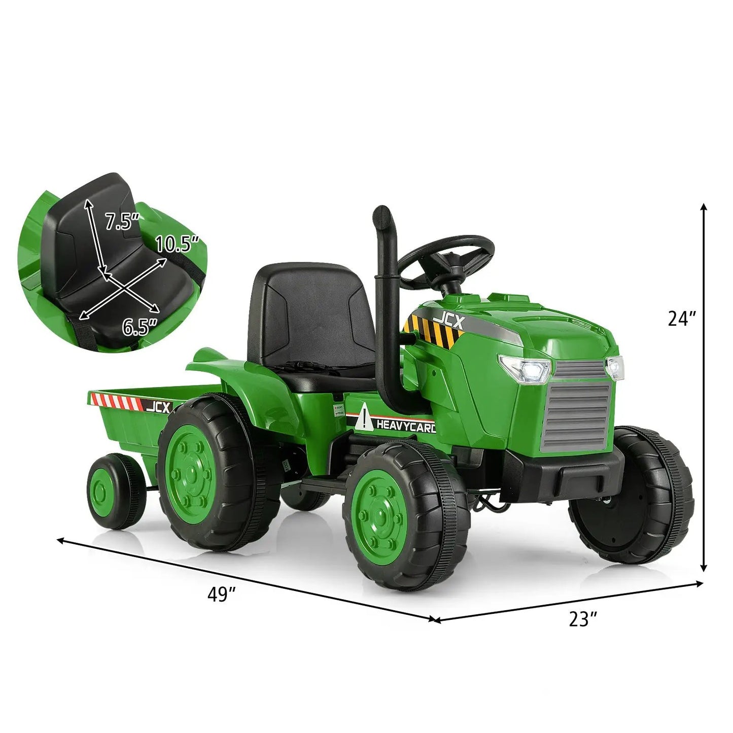 12V Kids Ride On Tractor With Trailer and Remote