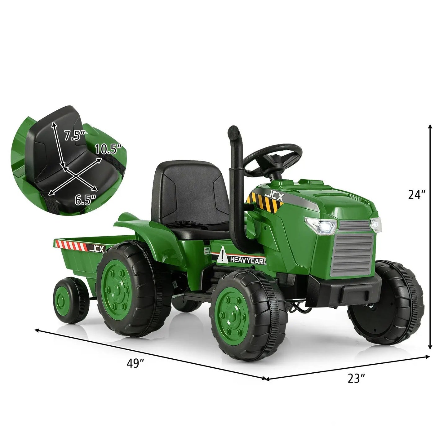 12V Kids Ride On Tractor With Trailer and Remote