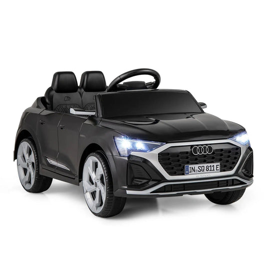 12V licensed Audi SQ8 ride-on car, black two-seat convertible with remote control on Tampa Home & Garden Store