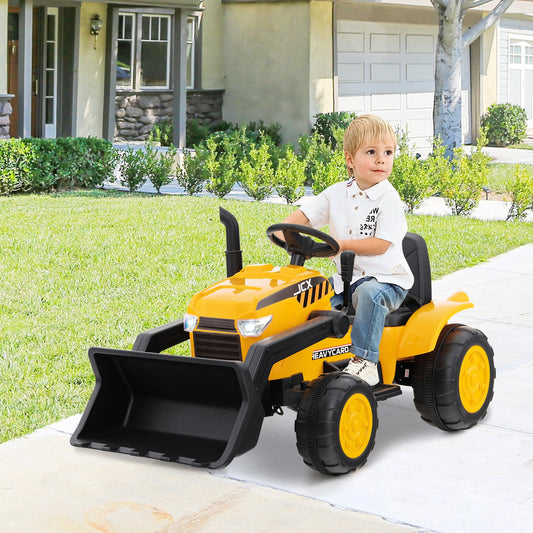 12V Kid's Ride on Excavator with Adjustable Digging Bucket-Yellow - Tampa Home & Garden Store