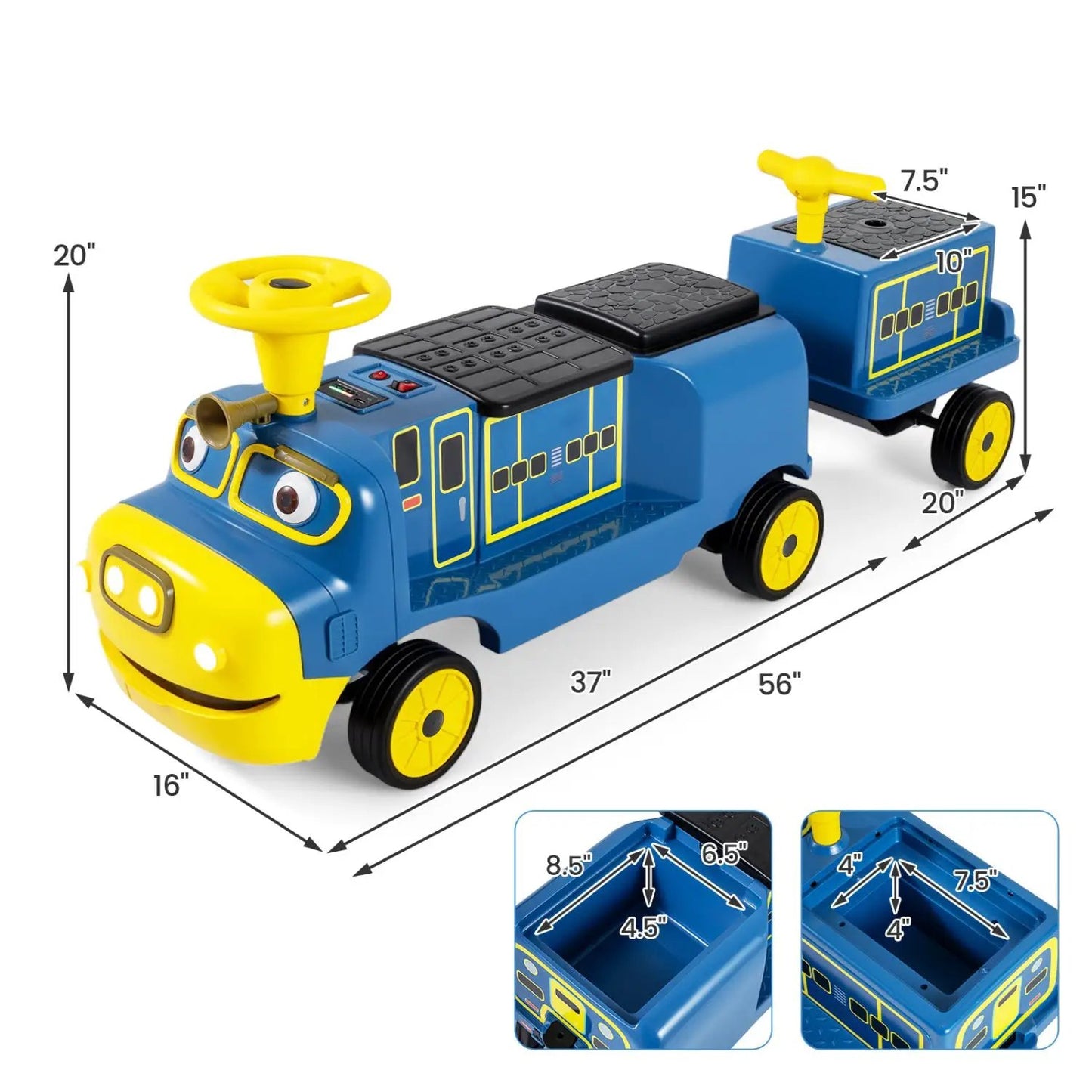 12V Kids Ride On Train 3 Seater With Carriage