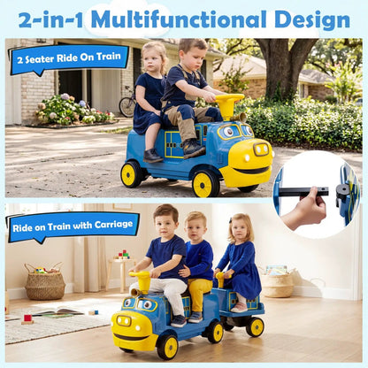 12V Kids Ride On Train 3 Seater With Carriage