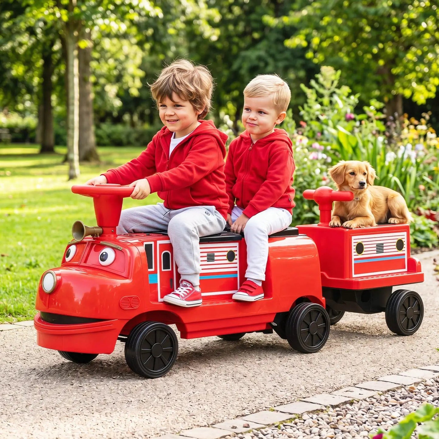12V Kids Ride On Train 3 Seater With Carriage