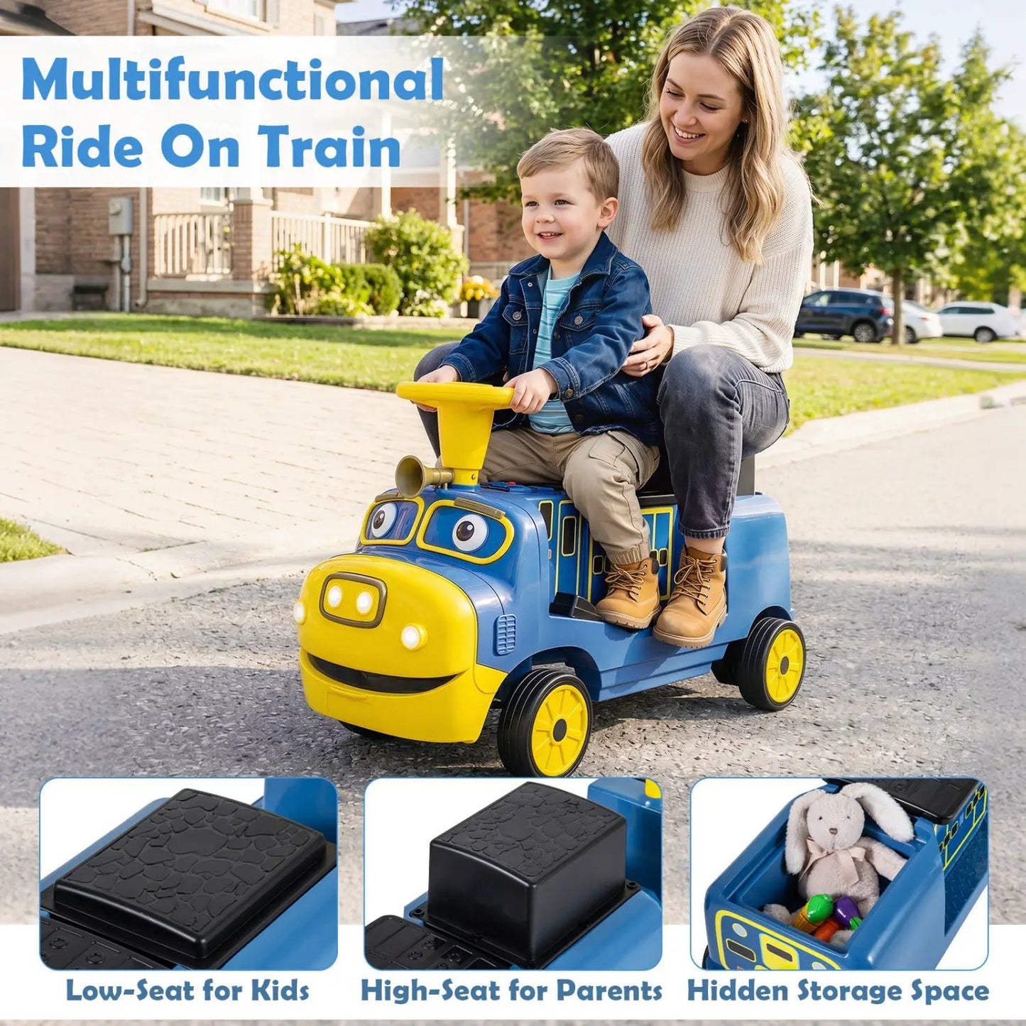 12V Kids Ride On Train 3 Seater With Carriage