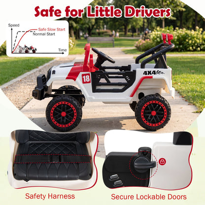 12V Kids Ride-On Truck with Remote, 3 speeds, DirectDeals 4x4 white/red outdoor toy on Tampa Home & Garden Store