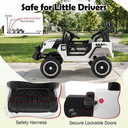 12V Kids Ride On Truck with Remote by DirectDeals; white/black 4x4 off-road toy with 3 speeds on Tampa Home & Garden Store