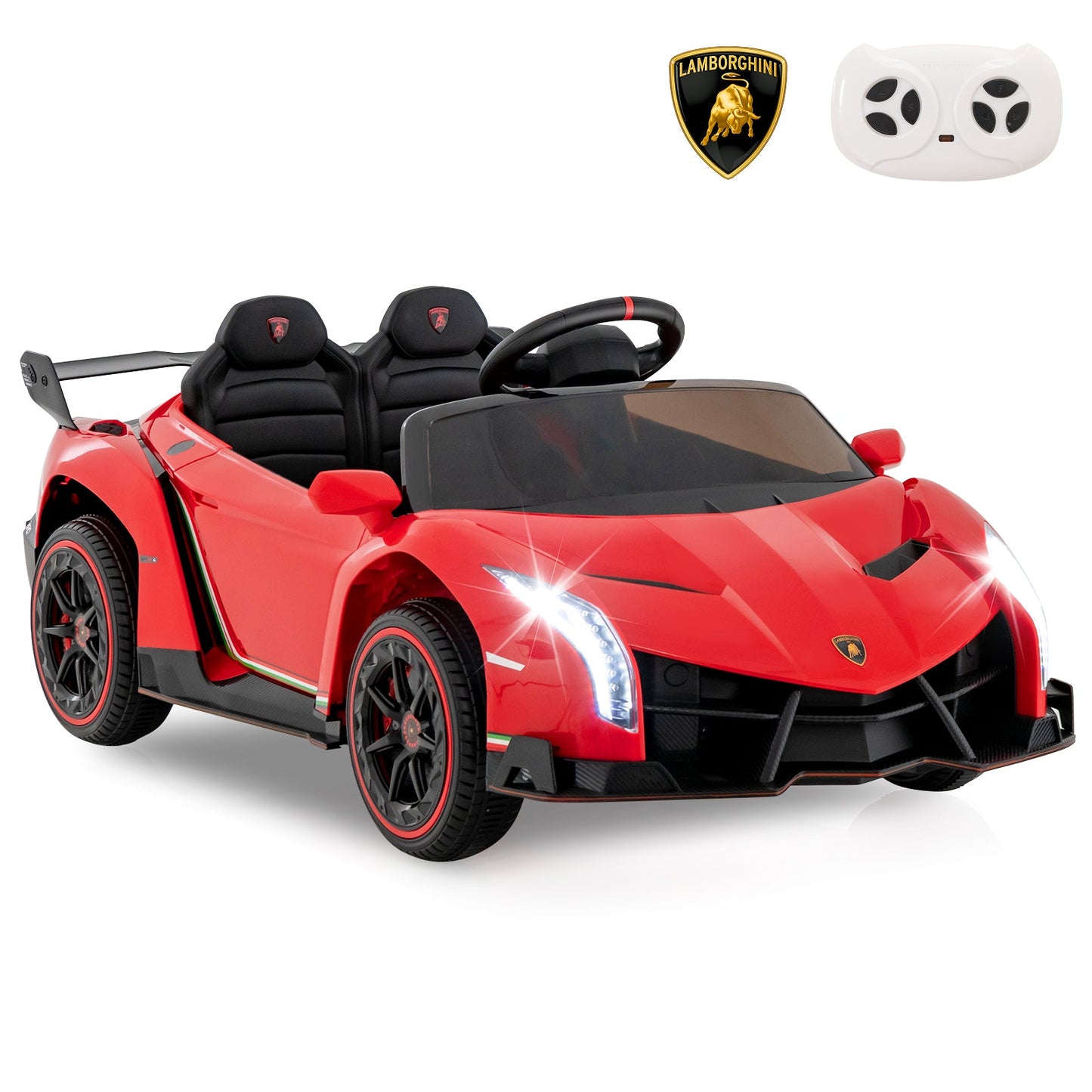 12V Licensed Lamborghini 4WD Kids Ride-on Sports Car with 2.4G Remote-Pink