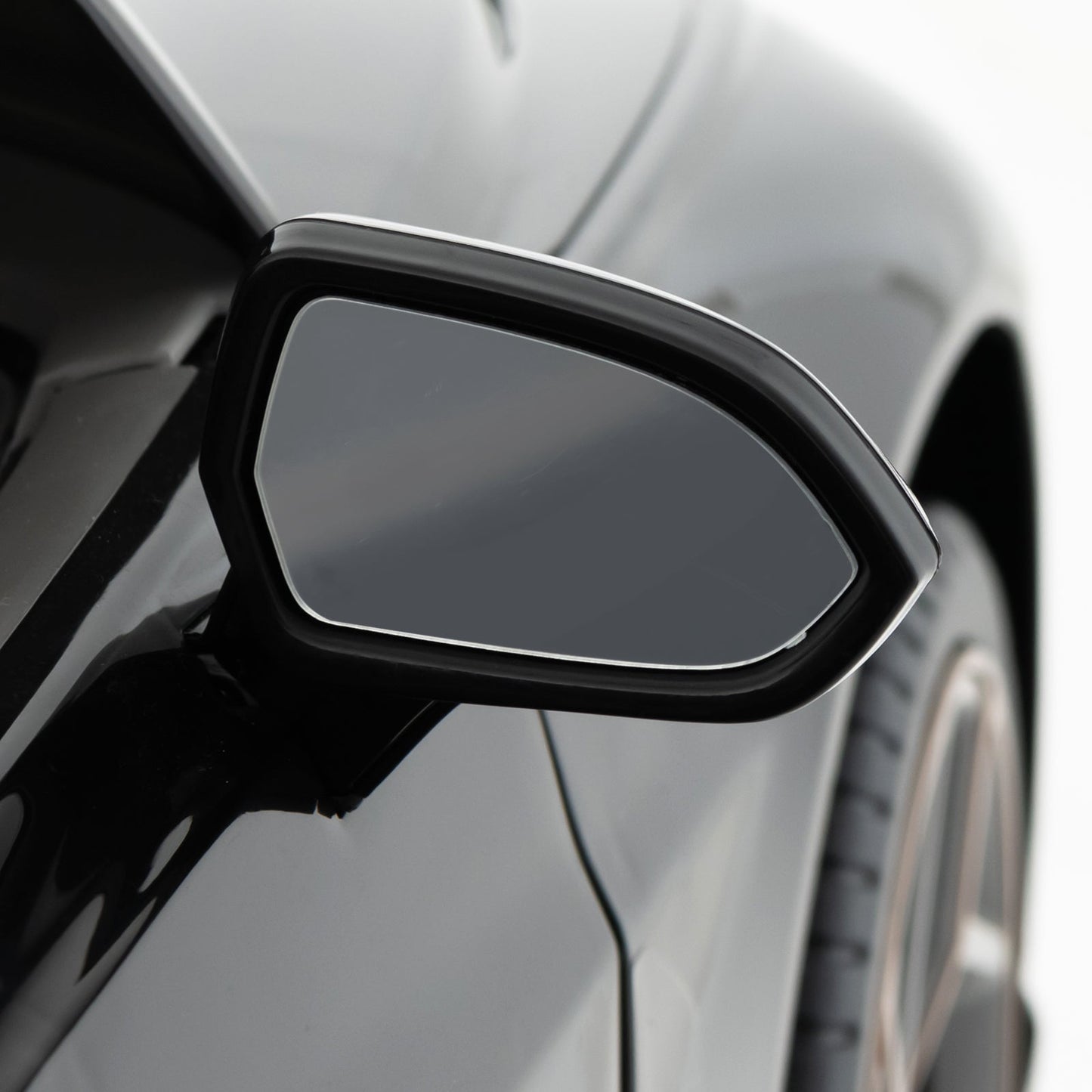 Bentley Bacalar licensed ride-on car side mirror close-up, black housing with chrome trim on grey body on Tampa Home & Garden Store