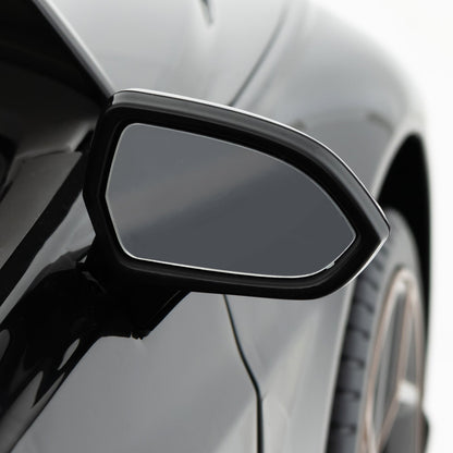Bentley Bacalar licensed ride-on car side mirror close-up, black housing with chrome trim on grey body on Tampa Home & Garden Store
