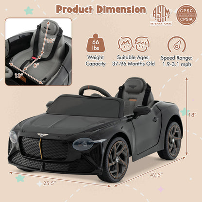 12V Bentley Bacalar ride-on car for kids, black licensed Bentley, DirectDeals electric vehicle on Tampa Home & Garden Store