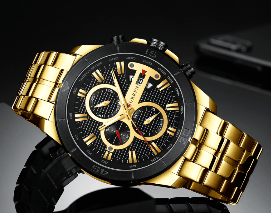 Stevvex ST1N2150MLK1 men's waterproof chronograph watch with gold-tone bracelet on Tampa Home & Garden Store