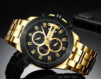 Stevvex ST1N2150MLK1 men's waterproof chronograph watch with gold-tone bracelet on Tampa Home & Garden Store