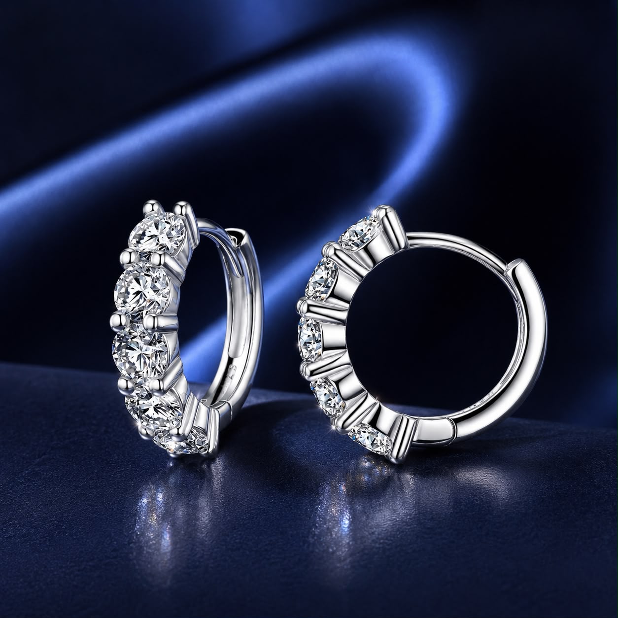 Moissanite hoop earrings in 925 sterling silver with round stones 0.20ct for women on Tampa Home & Garden Store