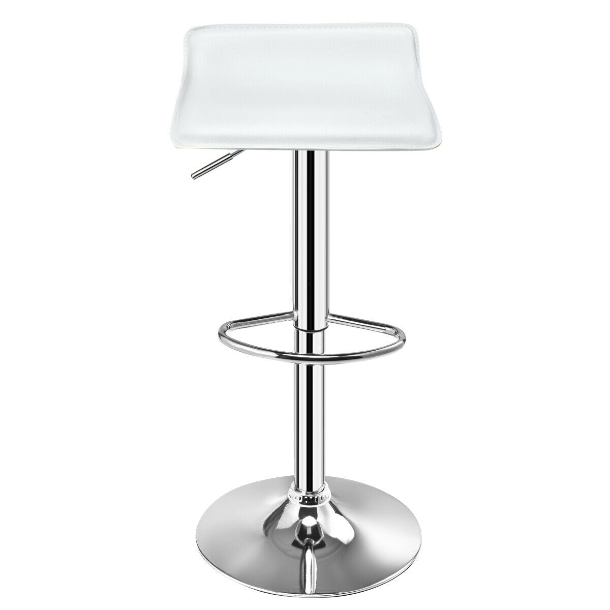 Juego de 2 taburetes de bar sin respaldo de cuero sintético ajustables - Blancos