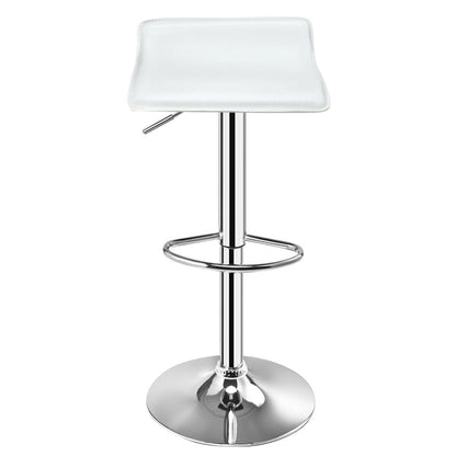 Juego de 2 taburetes de bar sin respaldo de cuero sintético ajustables - Blancos
