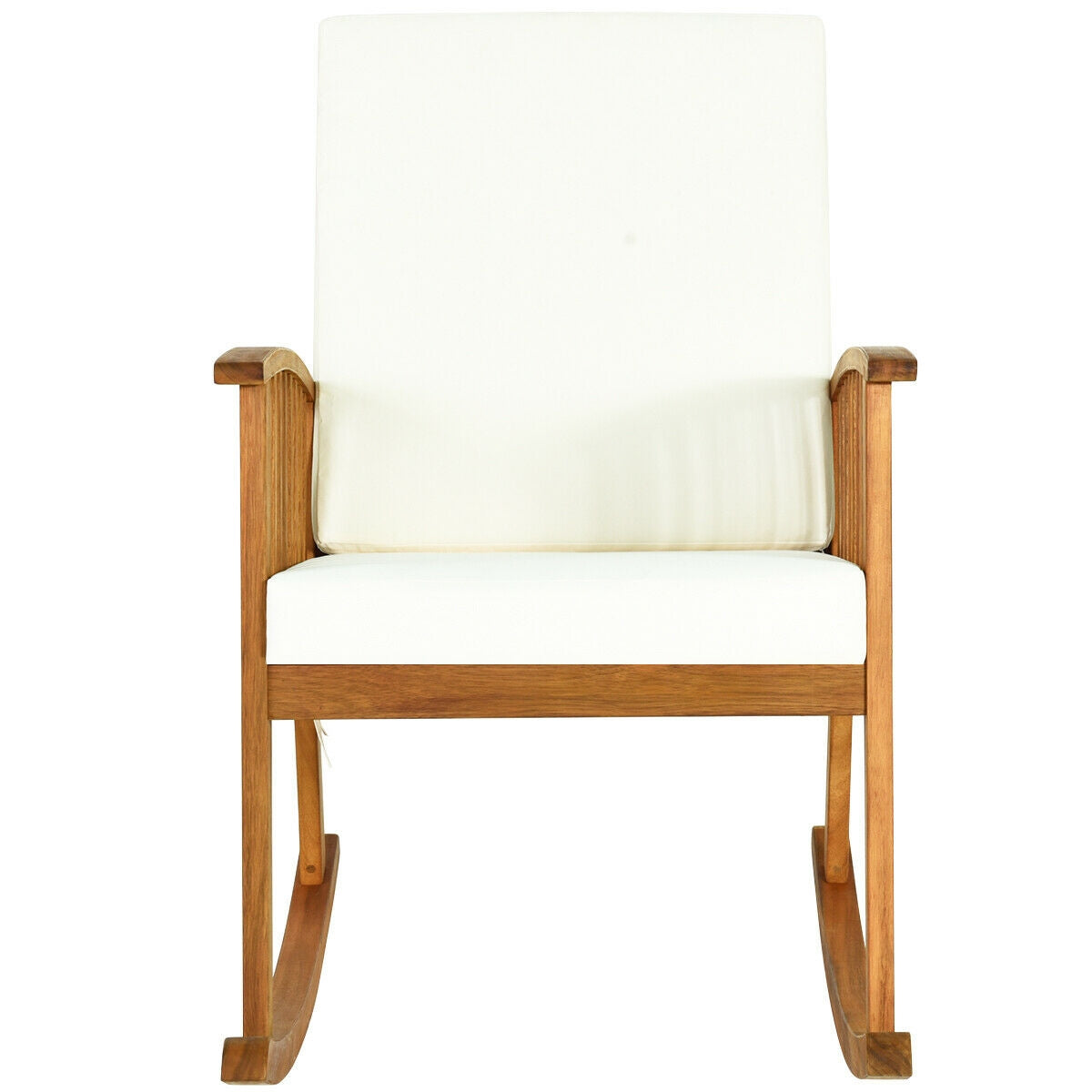 Mecedora de exterior de madera de acacia con cojines desmontables y lavables
