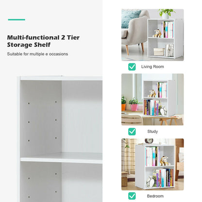 2-Layer Multifunctional Furniture Display Cabinet with Large Capacity Storage Space-White