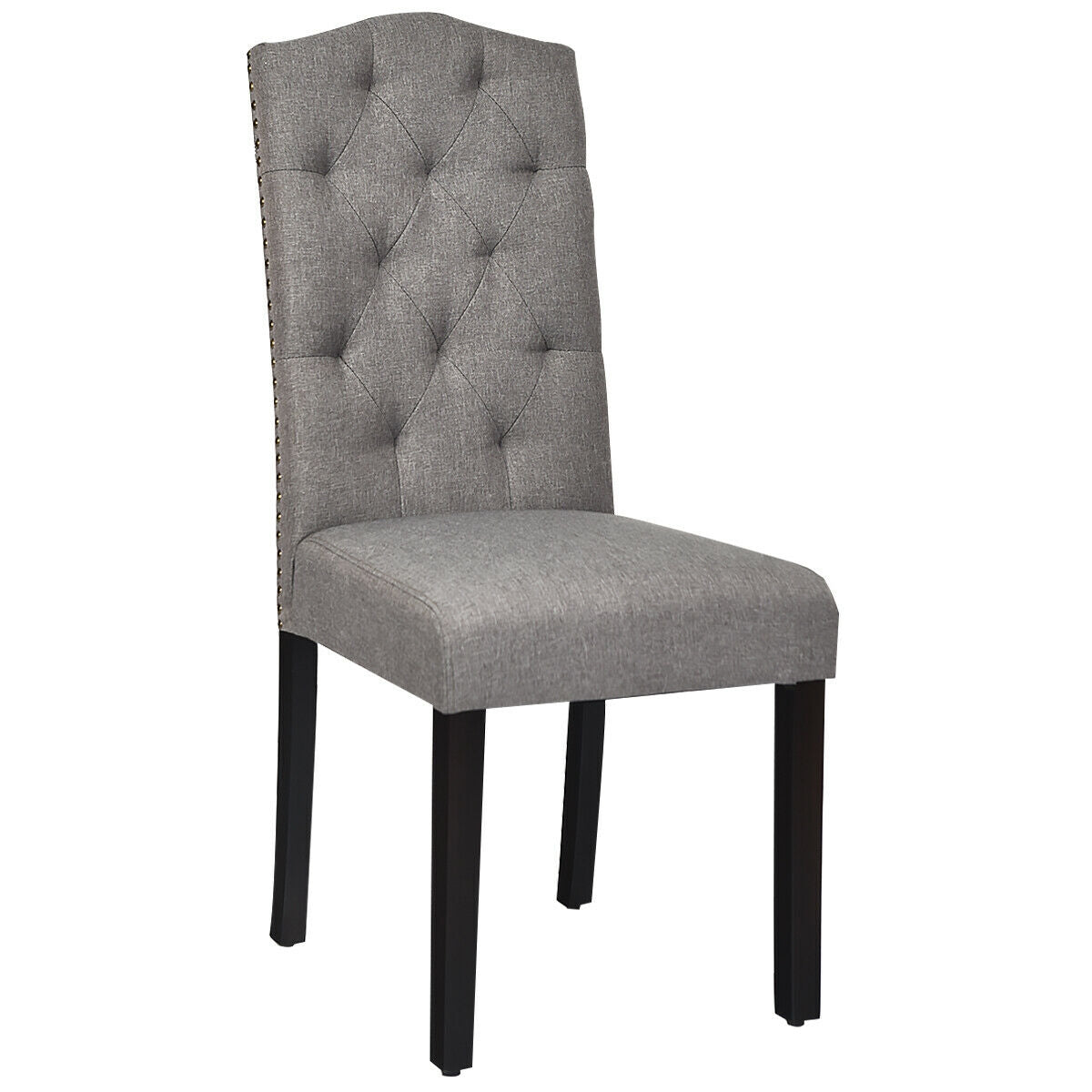 Juego de 2 sillas de comedor tapizadas capitoné - Gris