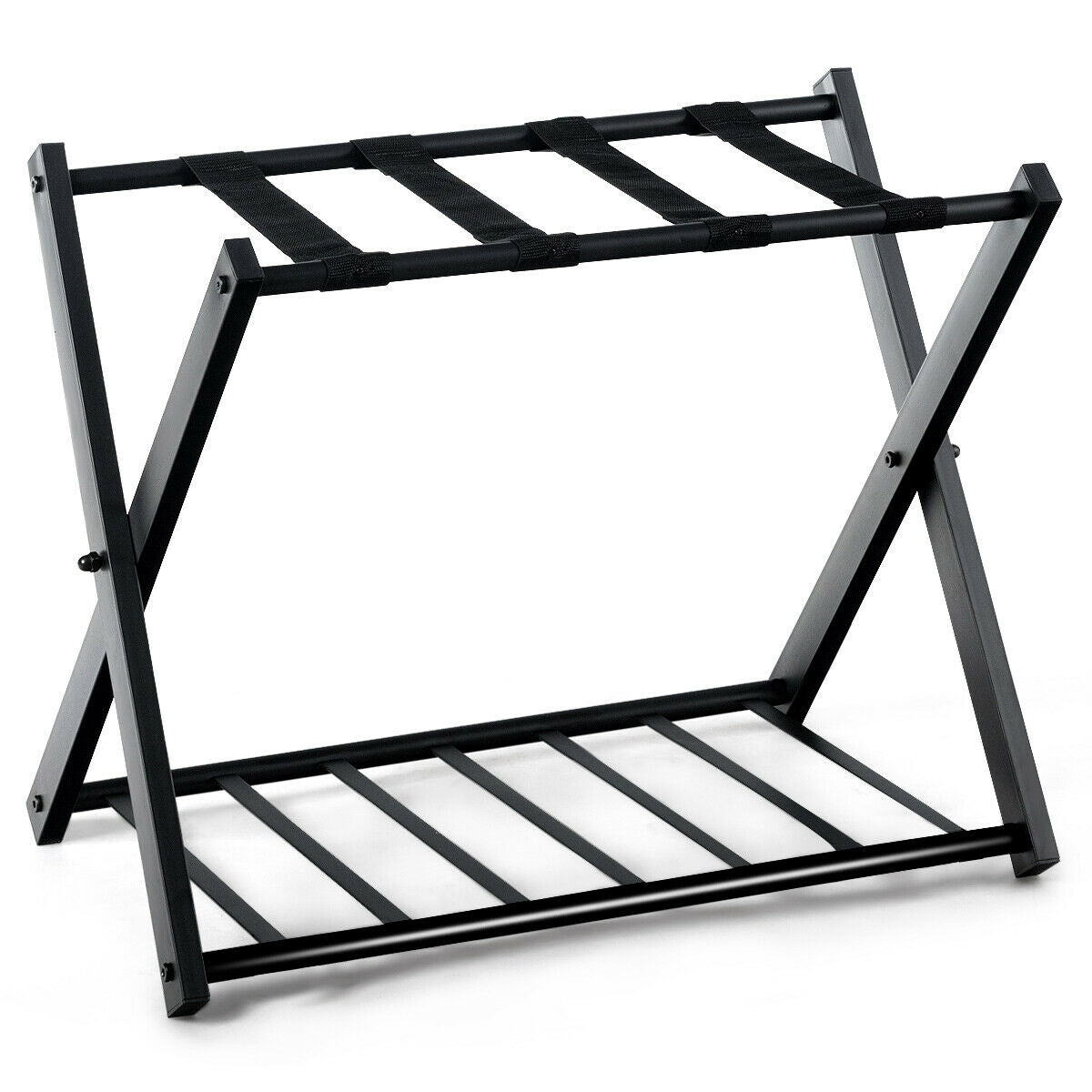 Juego de 2 maleteros plegables de metal – Negro
