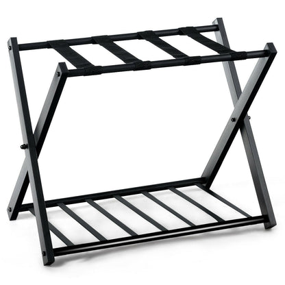 Juego de 2 maleteros plegables de metal – Negro