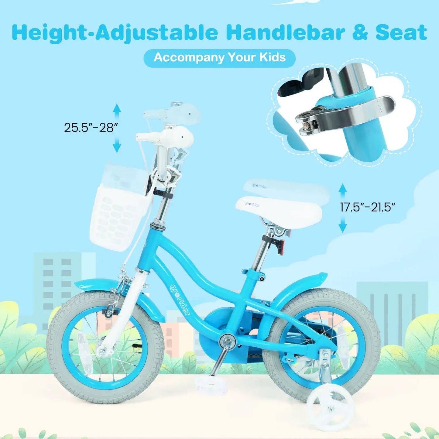 Kids Bike 12 Inches with Training Wheels and Seat