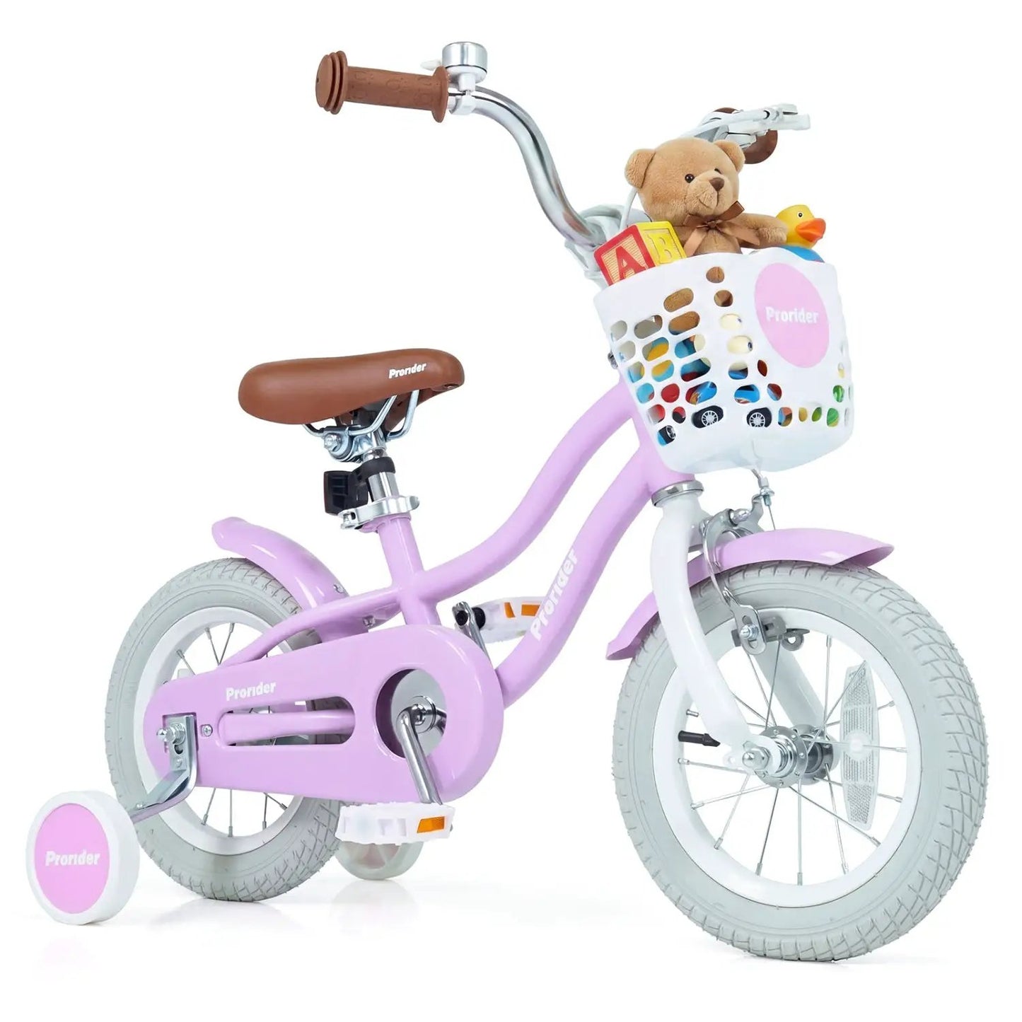 Kids 12-Inch Bike with Training Wheels and Basket