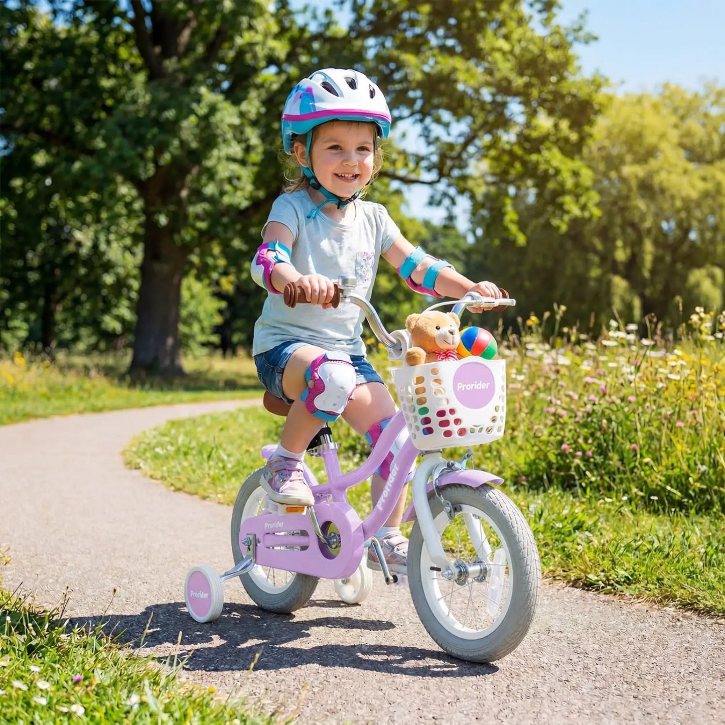 Kids 12-Inch Bike with Training Wheels and Basket
