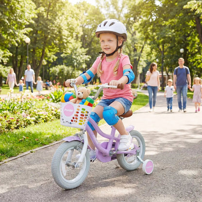 Kids 12-Inch Bike with Training Wheels and Basket
