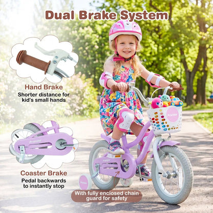 Kids 12-Inch Bike with Training Wheels and Basket