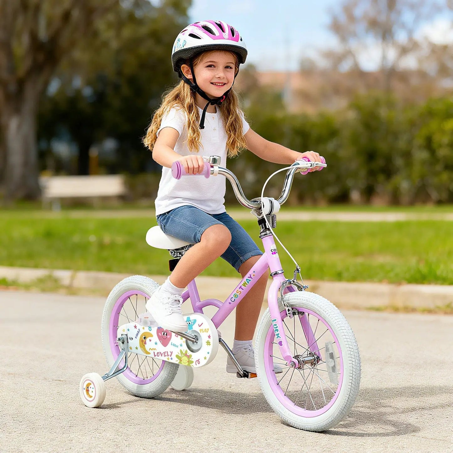 Kids Bike 12 18 Inch with Training Wheels Purple