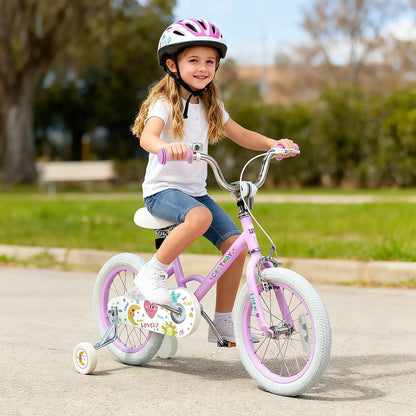 Kids Bike 12 18 Inch with Training Wheels Purple