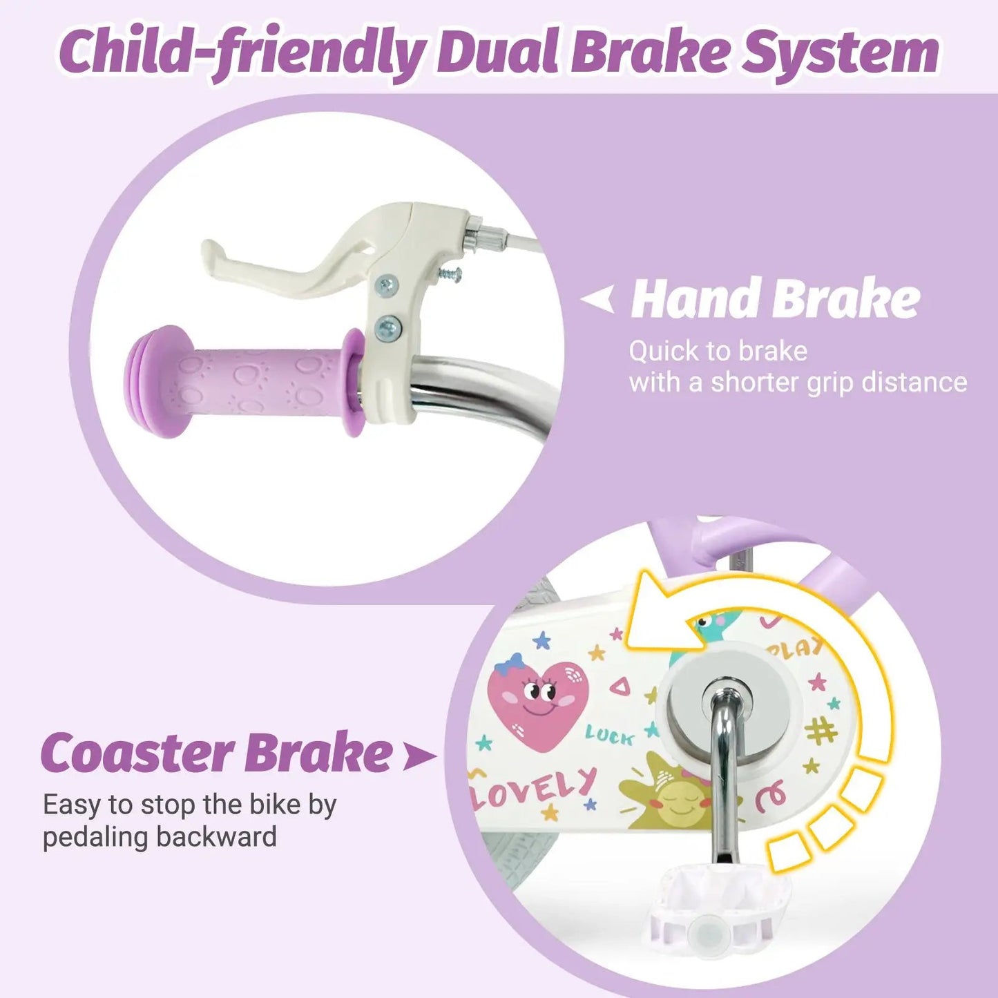 Kids Bike 12 18 Inch with Training Wheels Purple