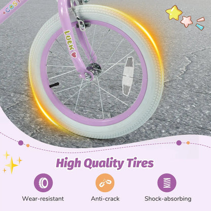 Kids Bike 12 18 Inch with Training Wheels Purple