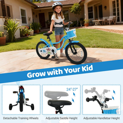 12/14/16 Inch Kids Bike with Training Wheels and Basket Navy Color