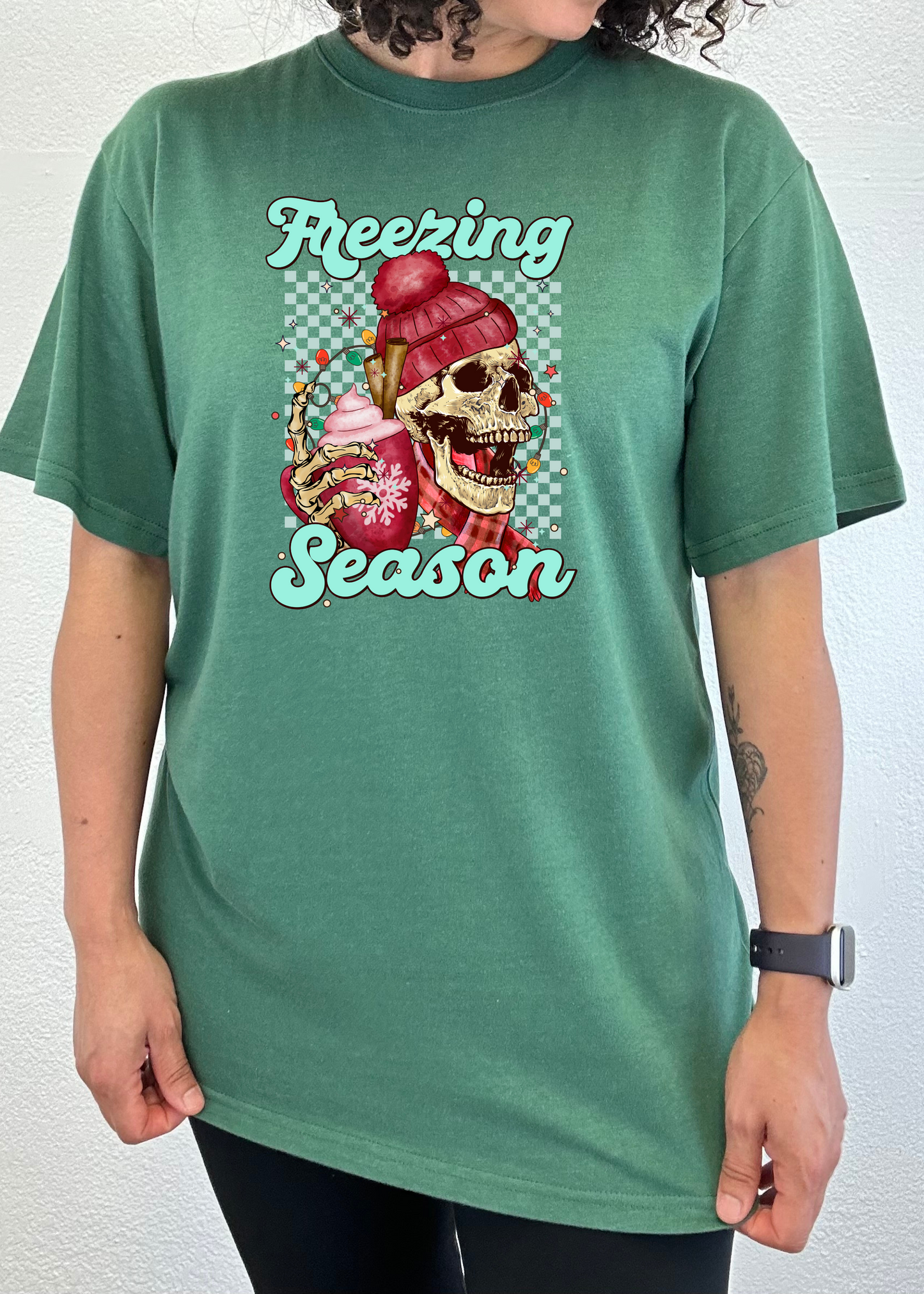 Freezing Season unisex bamboo tee green skull beanie ice cream Spun Bamboo on Tampa Home & Garden Store