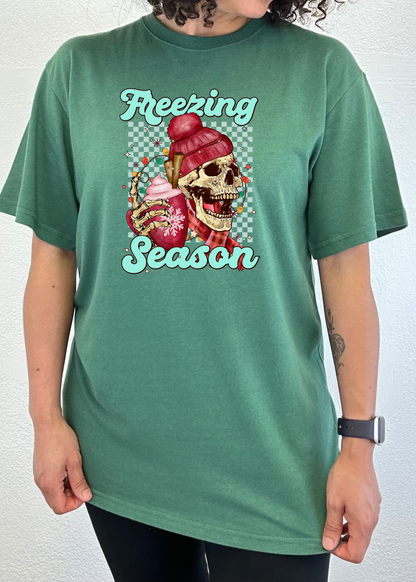 Freezing Season unisex bamboo tee green skull beanie ice cream Spun Bamboo on Tampa Home & Garden Store
