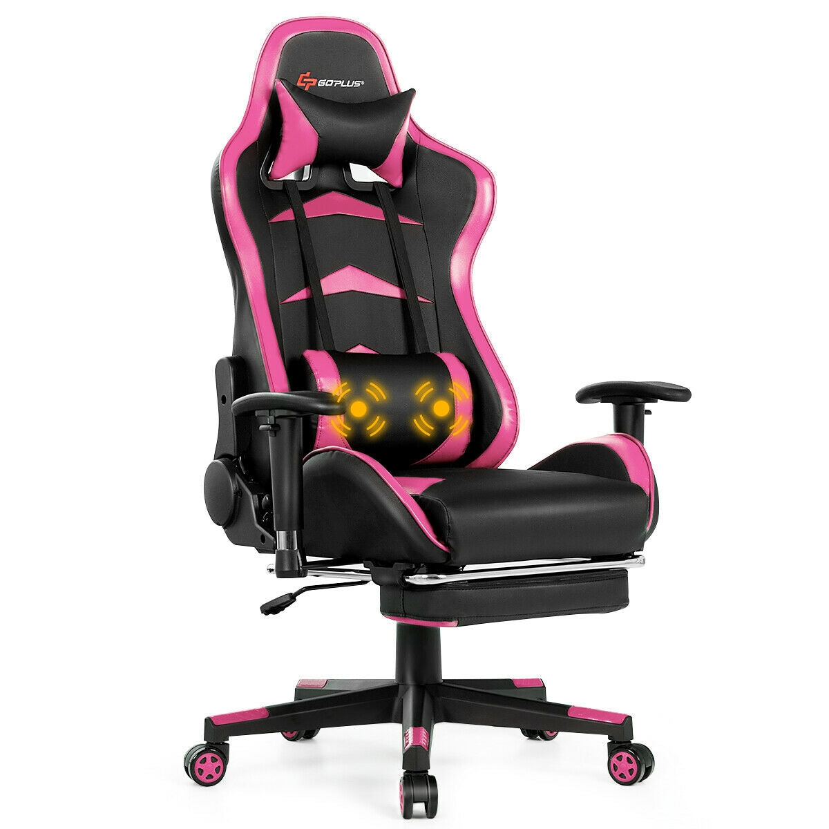 Sillón de masaje para videojuegos con reposapiés - rosa