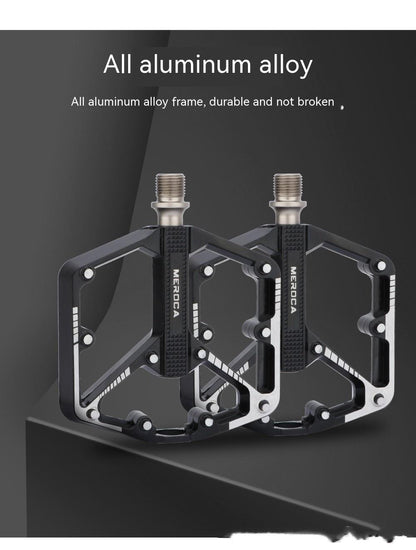 Bicycle pedals pair, non-slip aluminum alloy flat platform, black with silver accents on Tampa Home & Garden Store