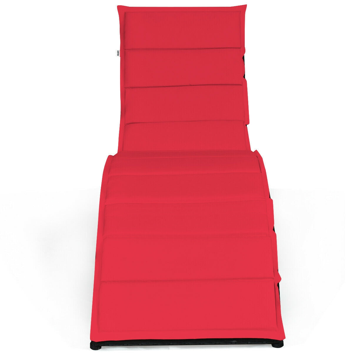 Tumbona plegable de mimbre para patio con cojín - Rojo