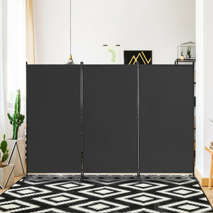 Separador de ambientes de 3 paneles, pantalla plegable para privacidad en la oficina - Negro
