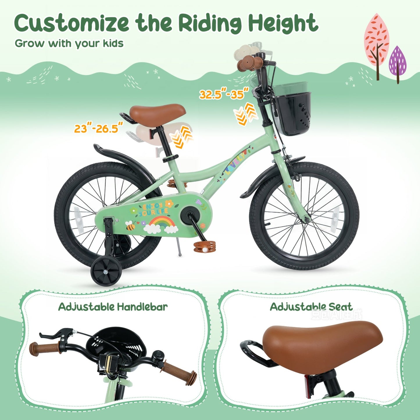 Girls Bike 12 Inch green with training wheels and basket DirectDeals on Tampa Home & Garden Store